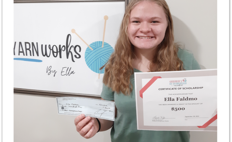 Congratulations to Ella on being awarded a $500 Scholarship to invest in her business, Yarnworks!